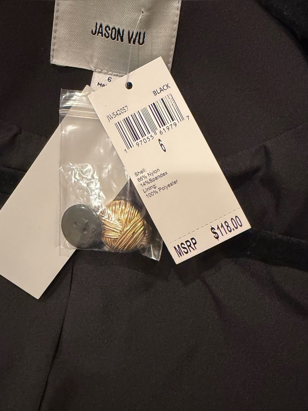 NWT Jason Wu Black Peak Lapel Blazer Gold Buttons Size 6 - Picture 7 of 10